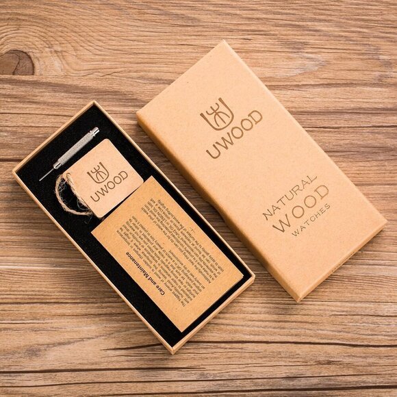 ✨ Leeev Unisex Natural Men Brown Wooden Series 40 mm Gift Box & Band Watches - Picture 7 of 7